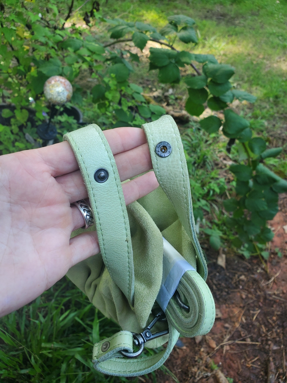 Mini Suede Suki Tote In Matcha - Picture 4 of 8